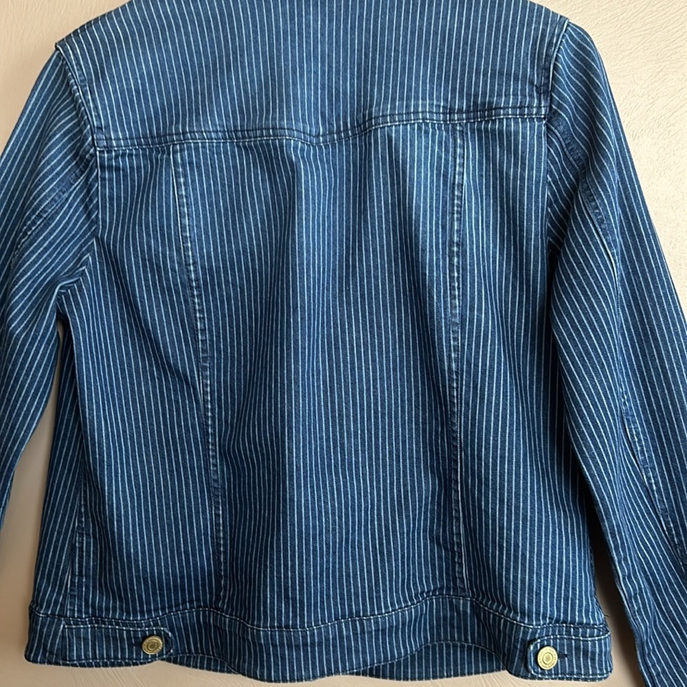 Vintage 90’s Isaac Mizrahi Tailored Denim Striped Women’s Jacket. Size 12. - Picture 6 of 8